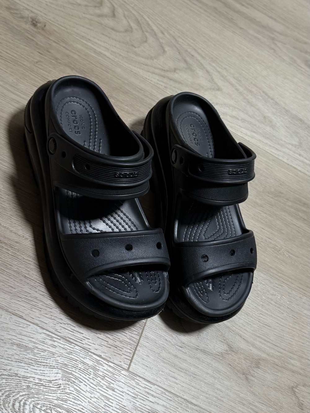CROCS Black Dual-Strap Platform Sandals